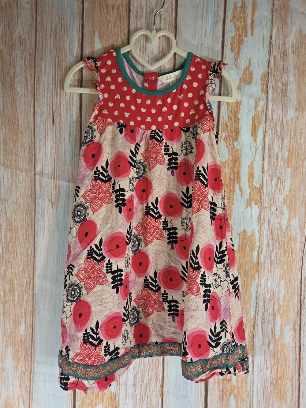 Matilda Jane Red and Pink Floral Sundress Cats On Top. Size 6